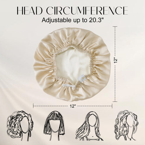 Double Layered 100% Silk Adjustable Sleep Cap